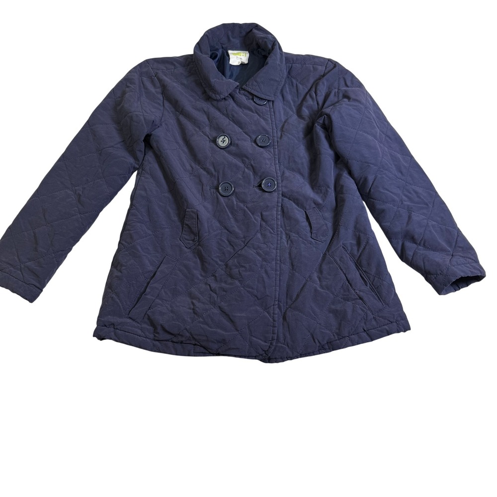 Crazy 8 Quilted Jacket Kids Size M 7/8 Navy Blue Good Double Breasted Pea Coat